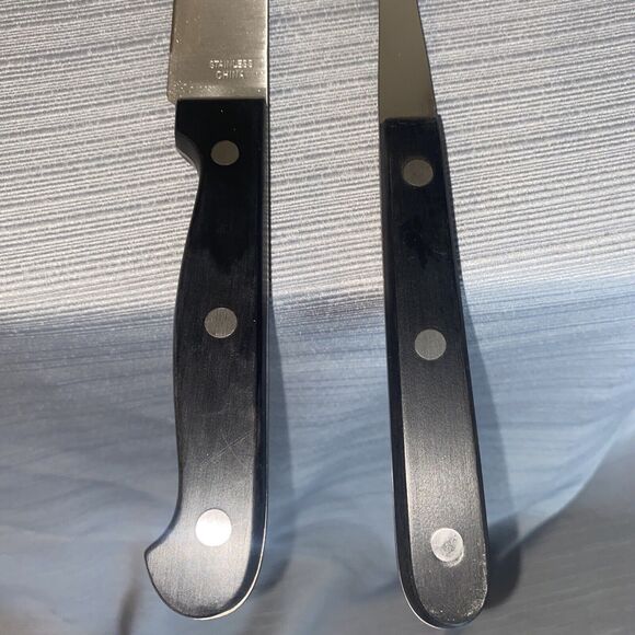 New 13” Carving Fork and Knife Stainless Steel Set with Black Handles - Picture 6 of 8